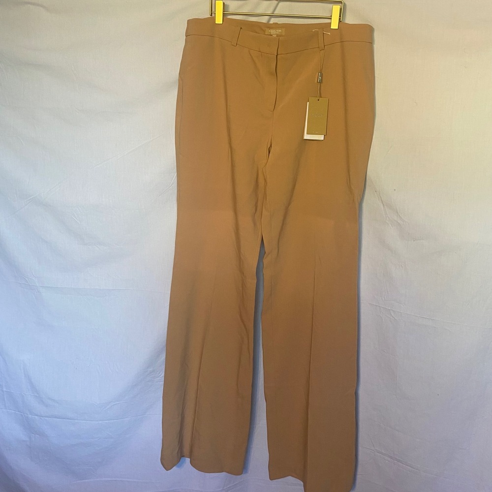 MICHAEL KORS COLLECTION Tan Wide Leg Dress Pants MadeinItaly Size 14 MSRP $1000+